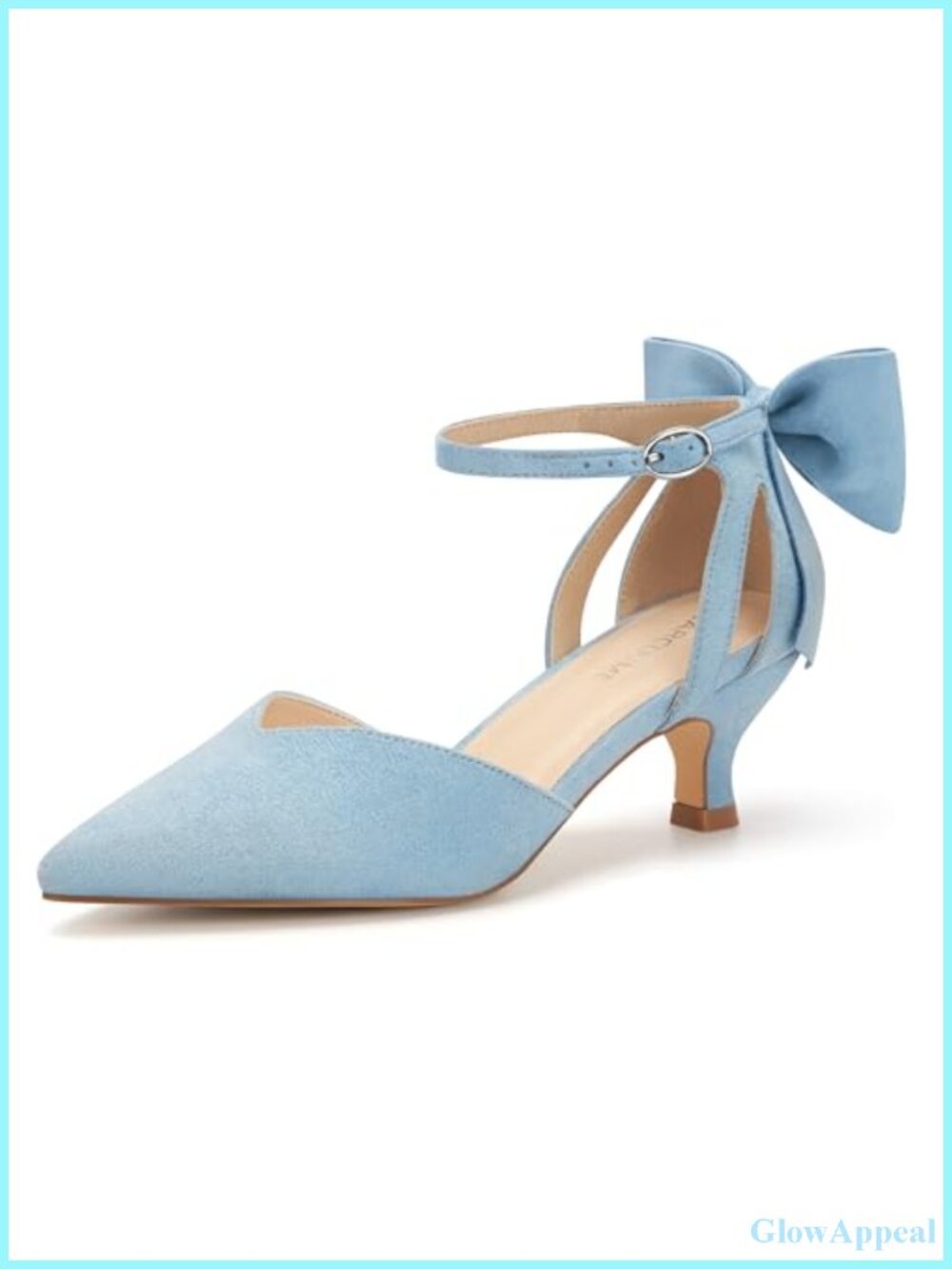 Women's Kitten Heels with Bow Closed Toe Sandals Ankle Strap Wedding Pump